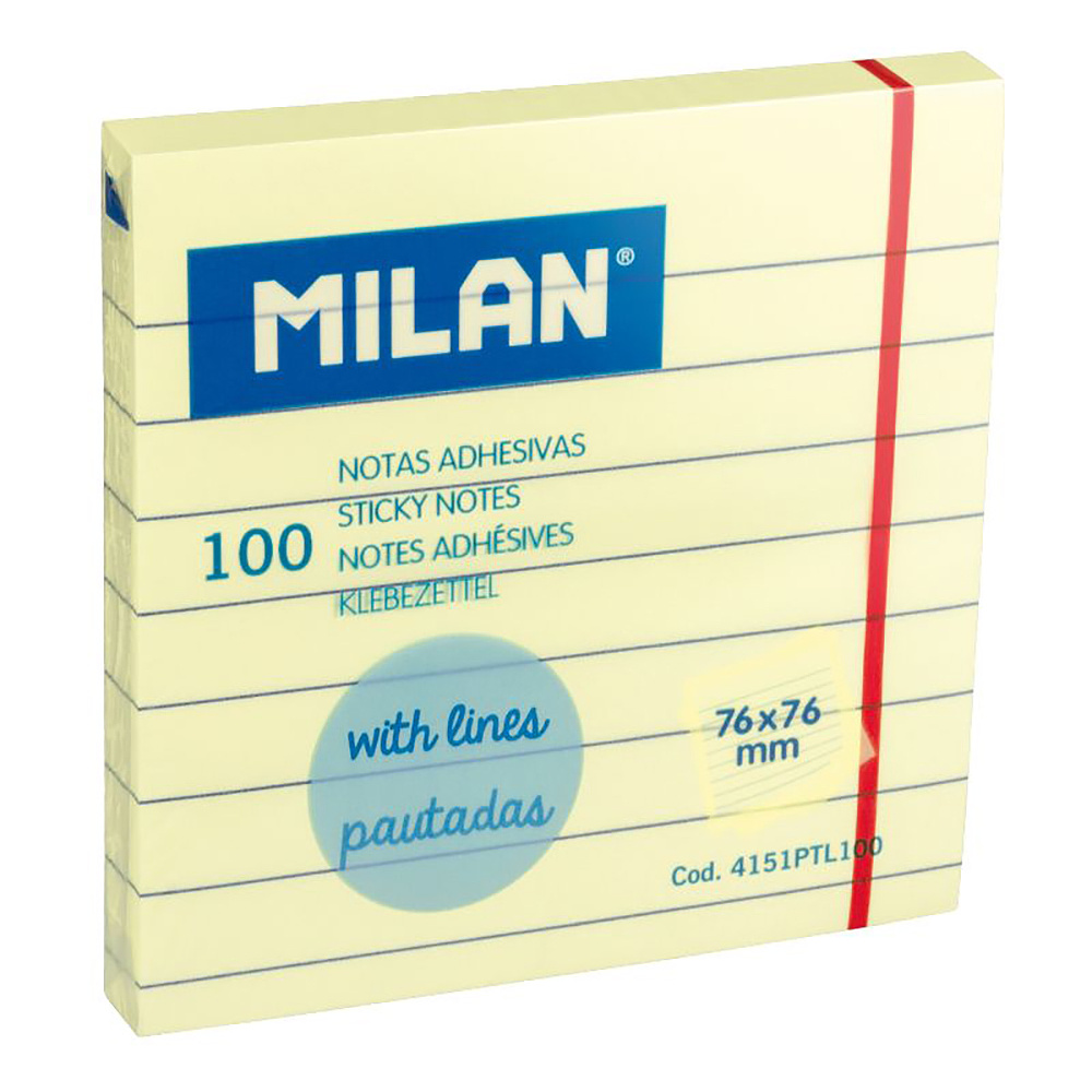 Бумага для заметок на клейкой основе "Milan", 76x76 мм, 100 листов, желтый