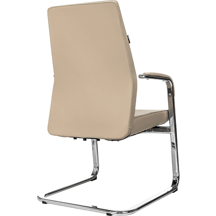 Кресло на полозьях Бюрократ "_JONS-LOW-V", натуральная кожа, бежевый, металл хром - 5