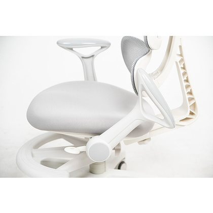 Кресло детское Ergosmart Antey, ткань, пластик, корпус белый, подставка для ног, с чехлом салатовым, серый - 10