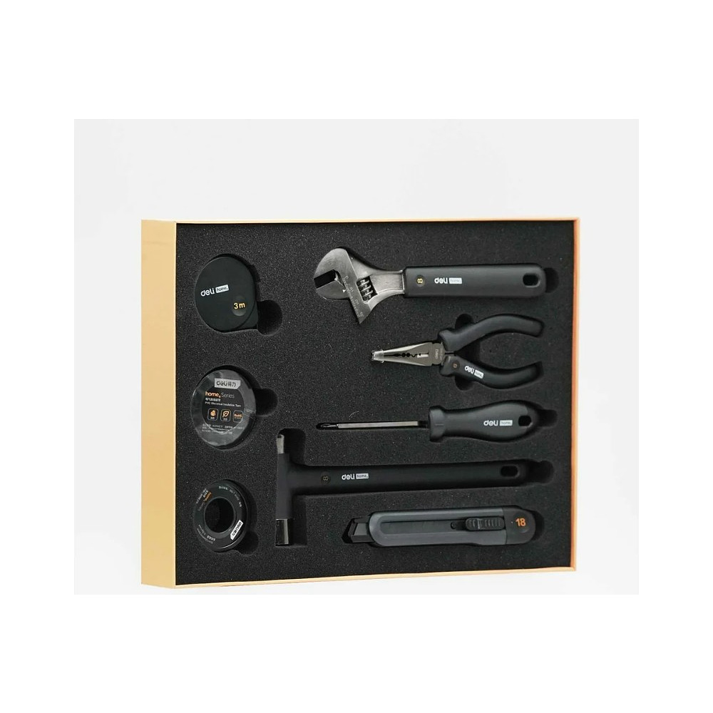 Набор ручного инструмента Deli HS, 8 предметов, Soft Touch, черный - 15