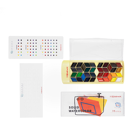 Набор красок акварельных "Himi Rhombus", 36 цветов, кюветы - 2