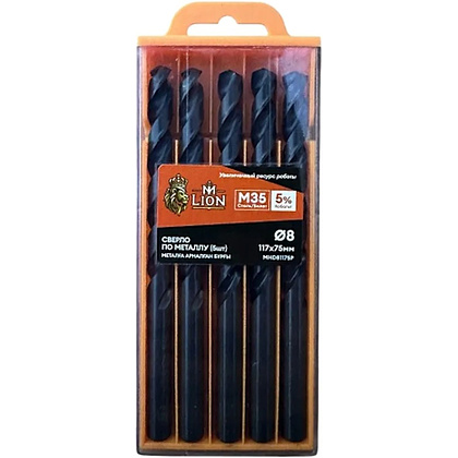 Сверло по металлу M-Lion, MHD81175P, 8,0х117 мм, 5 шт/упак