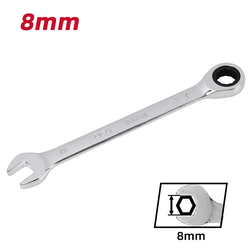 Ключ комбинированный Deli YS EDL34108, 8 мм, с трещоткой, 72 зуба - 6