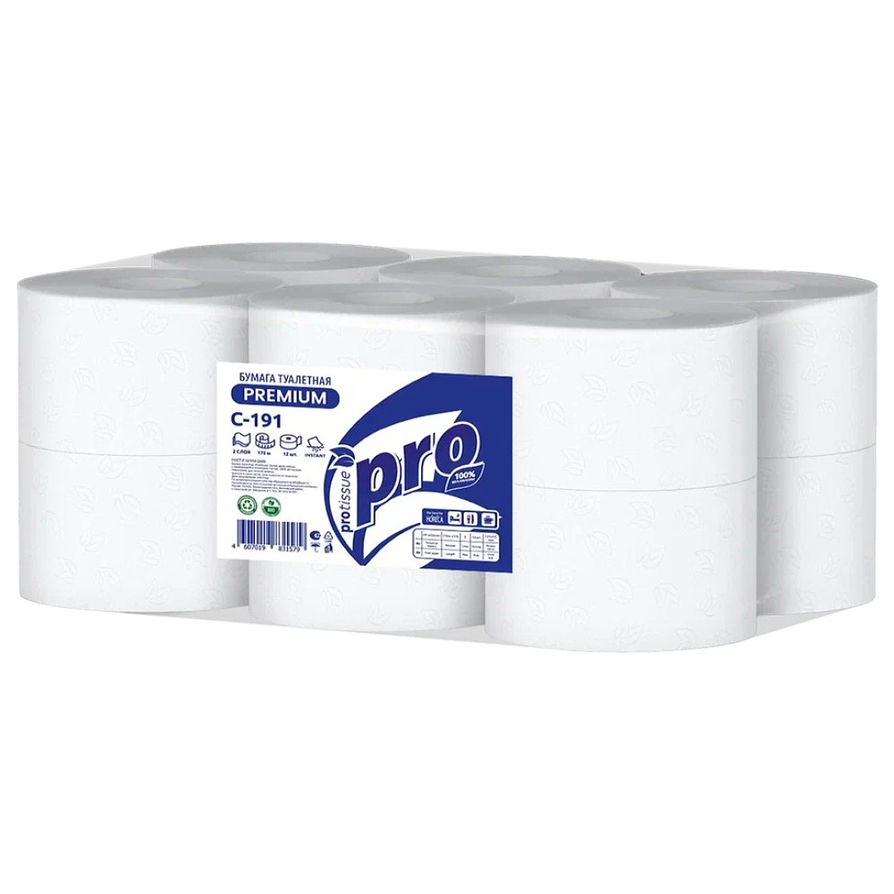 Бумага туалетная  PROtissue 170м, 2 слоя, Instant, 100% целлюлоза - 2