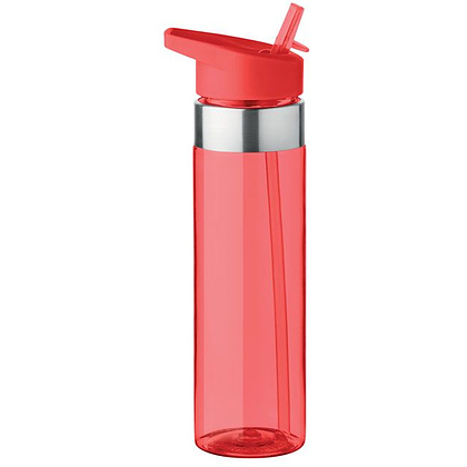 Бутылка для воды "Sicilia", пластик, металл, 650 мл, прозрачный красный