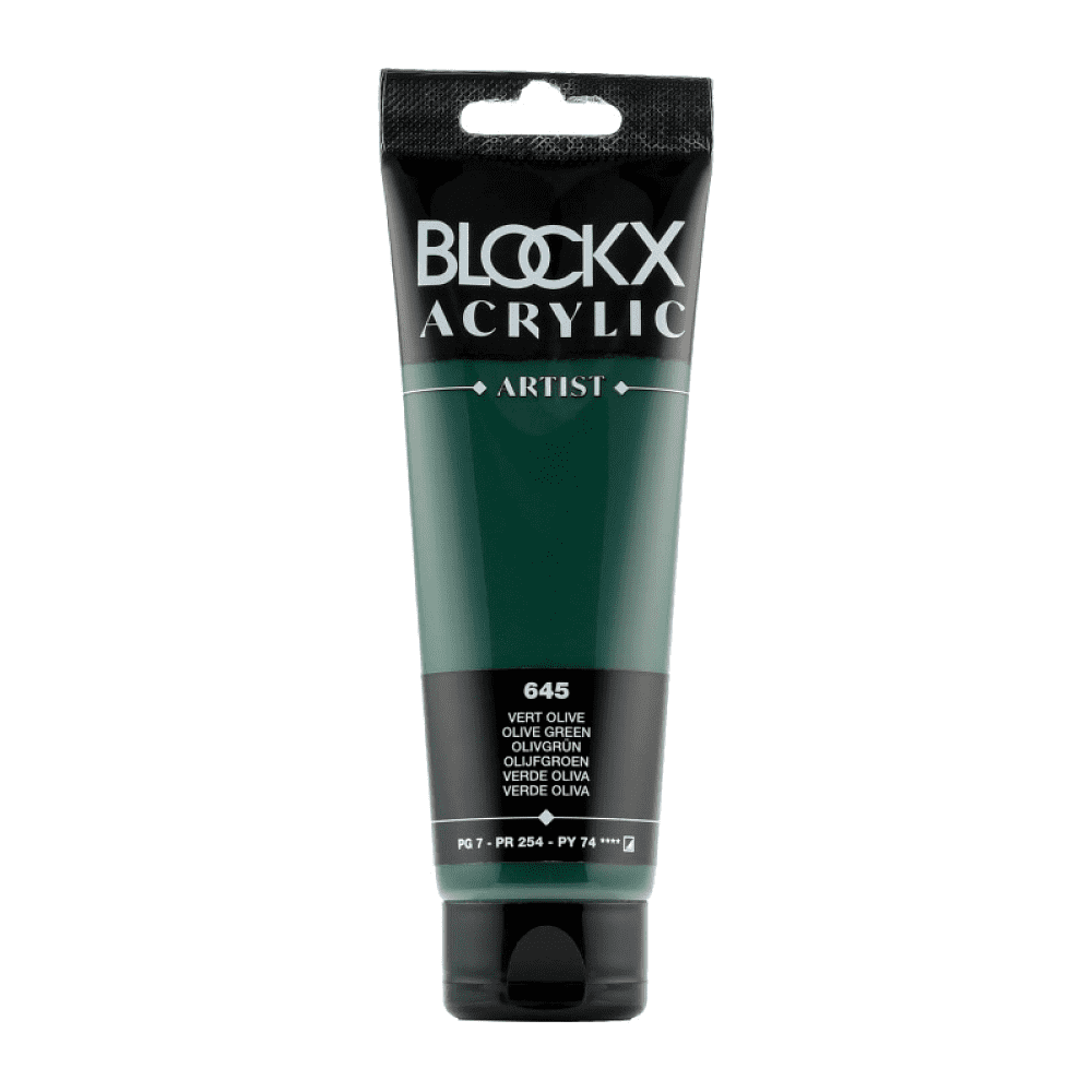 Краски акриловые "Blockx", 645 оливковый зеленый, 120 мл
