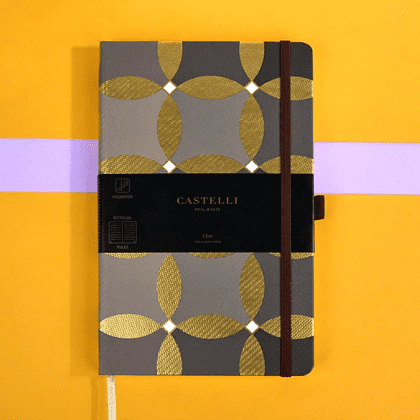 Блокнот Castelli Milano "Oro Circles", А5, 120 листов, линейка, серый, золотистый - 8