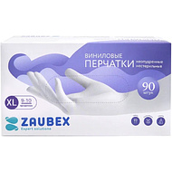 Перчатки виниловые Zaubex, одноразовые, р-р XL, 90 шт/уп, прозрачный