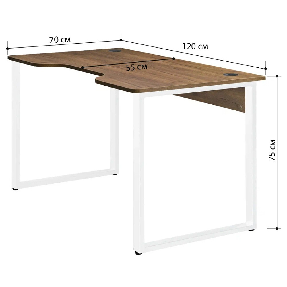 Стол компьютерный игровой Millwood Лофт Гонконг (ДТ-3), 1200x700 мм, дуб табачный крафт, белый - 3