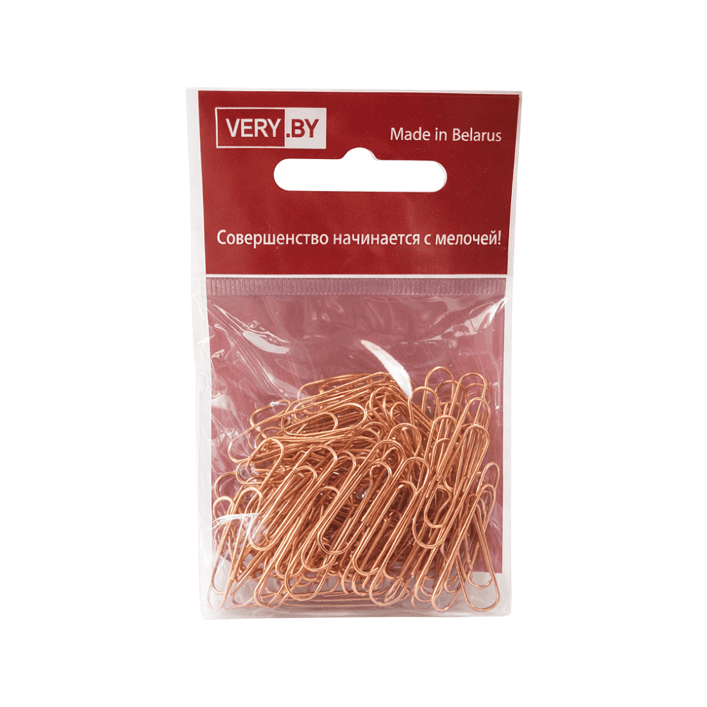 Скрепки овальные "VB", 21 мм, металл, 100 шт, золотистый