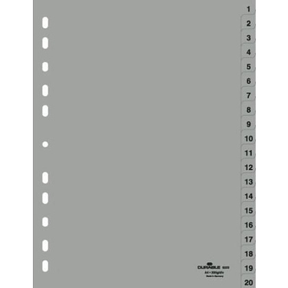 Разделитель "Durable", A4, 20 делений, серый