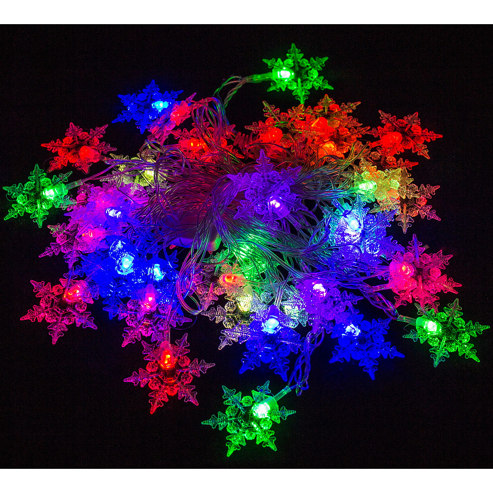 Гирлянда LED "Нить" с насадками "Снежинка", 8 м, разноцветный
