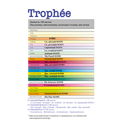 Бумага цветная "Trophée", А4, 100 листов, 80 г/м2, светло-голубой - 2