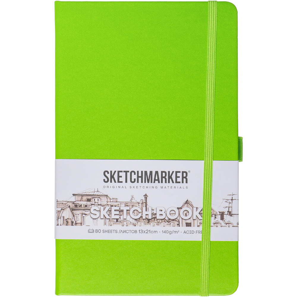 Скетчбук "Sketchmarker", 13x21 см, 140 г/м2, 80 листов, зеленый луг
