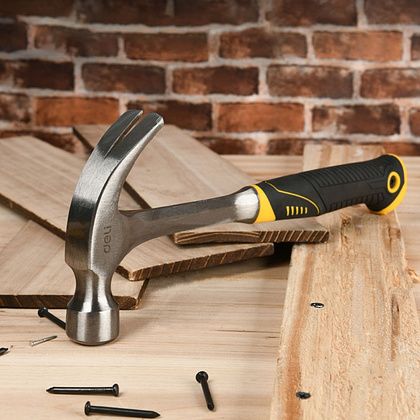 Молоток-гвоздодер Deli YS EDL5073, 0,55 кг, цельнокованный, фибергласовая рукоятка - 4