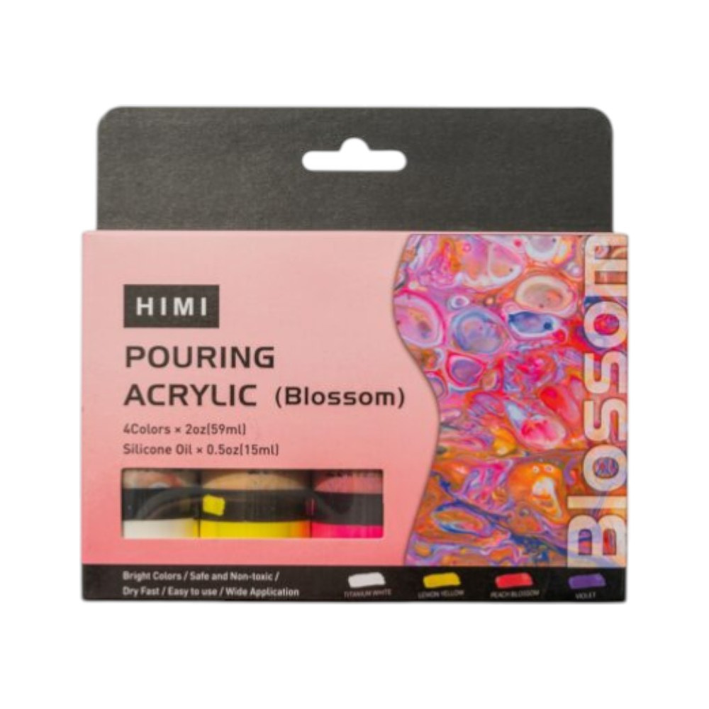 Краски акриловые для пуринга "HIMI", цвета сакуры, набор из 4 цветов, бутылки - 2