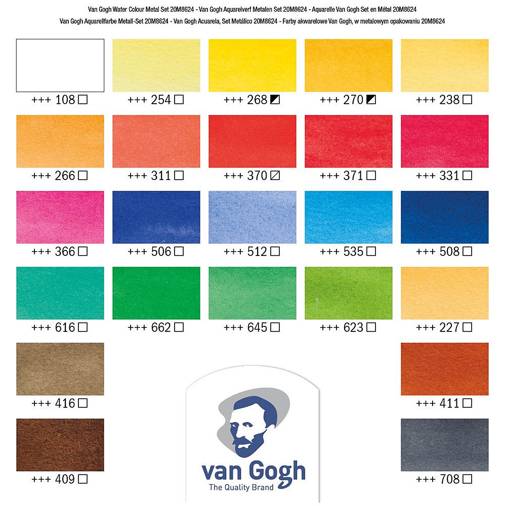 Набор красок акварельных "Van Gogh", 24 цвета, кюветы - 2