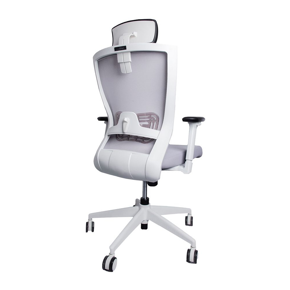 Кресло для руководителя "Art line", каркас белый, ткань, пластик, серый - 3