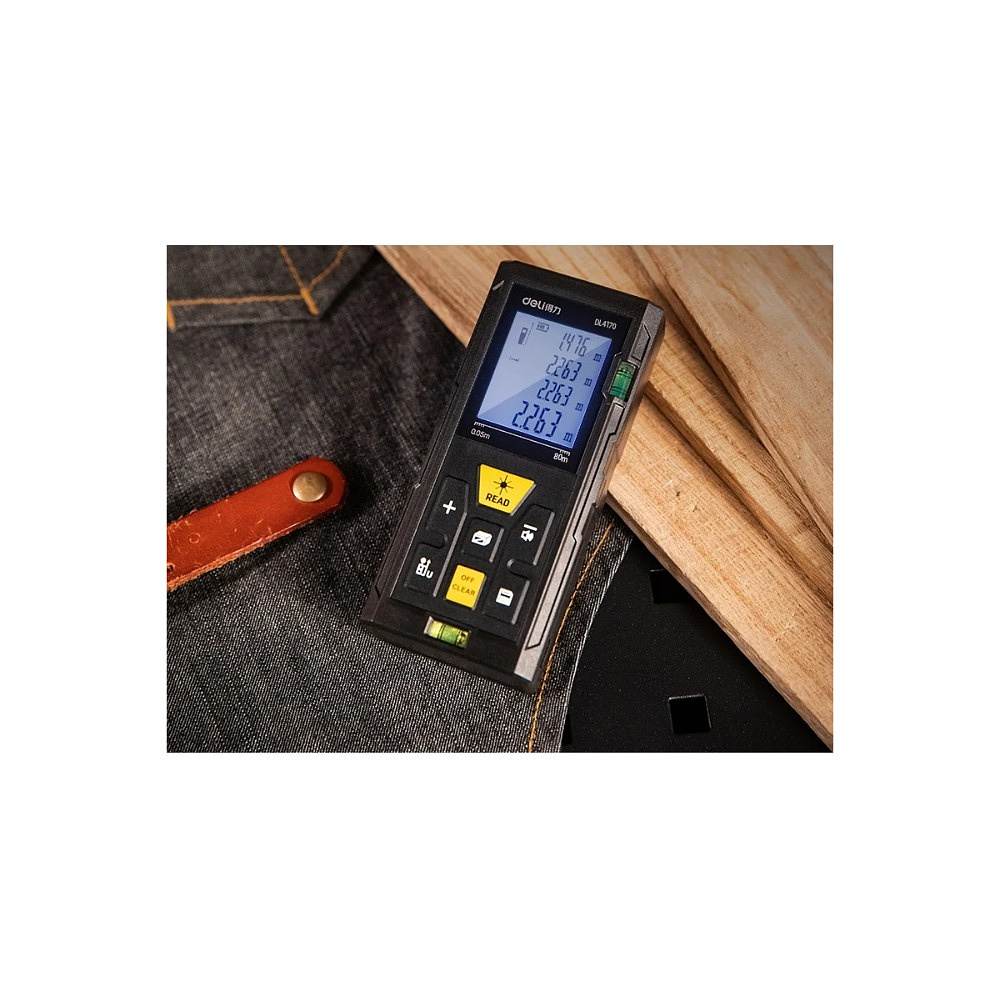 Дальномер лазерный Deli YS EDL4170, 100 м, желтый, черный - 8