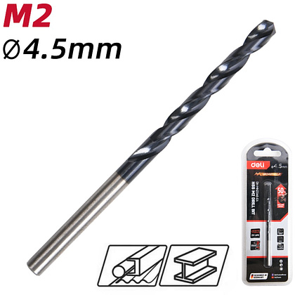 Сверло по металлу Deli RS EDH-MHZ045-E4, 4.5 мм, DIN 338, HSS-TiN - 2