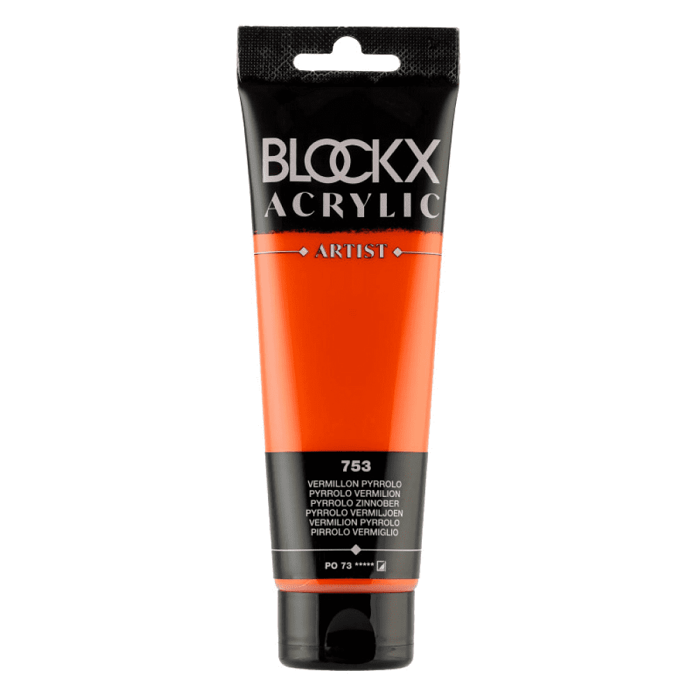 Краски акриловые "Blockx", 753 пиррол вермилион, 120 мл