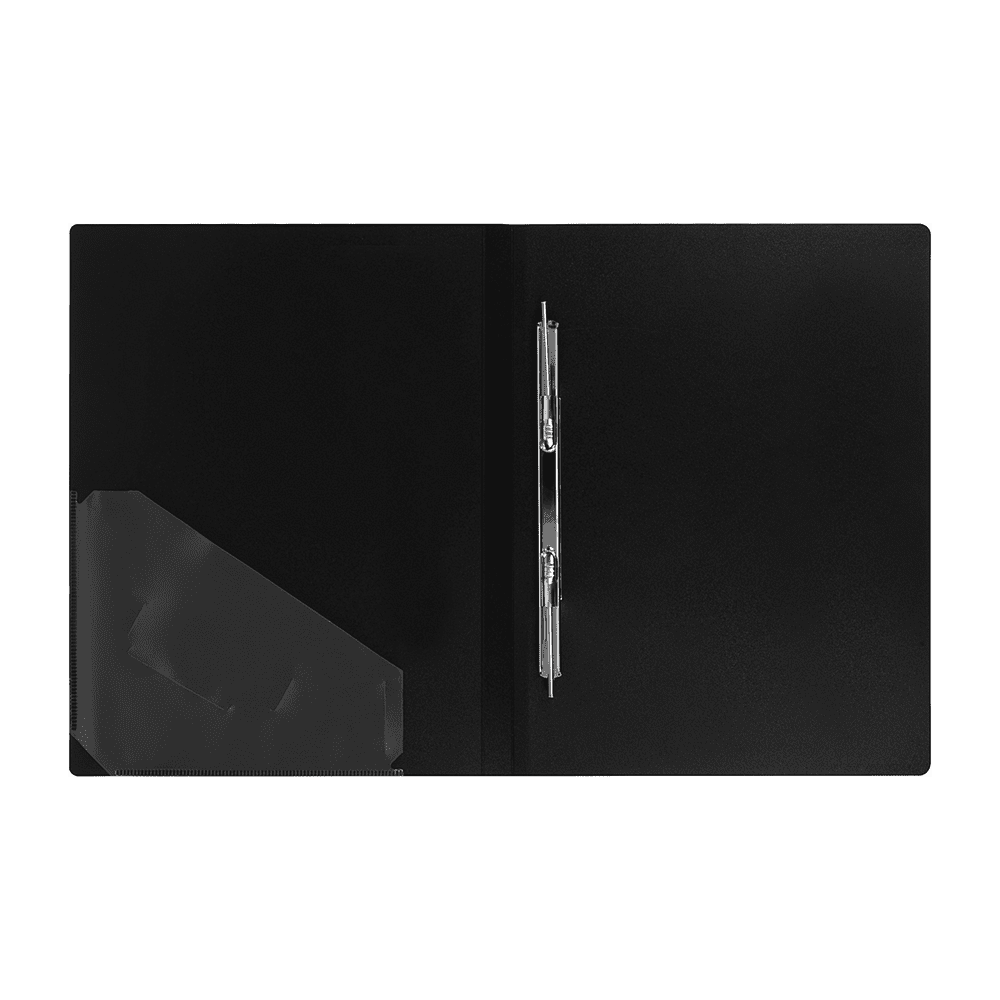 Папка-скоросшиватель А-611 "Стандарт" с карманом, пластик, черный - 3