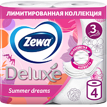 Бумага туалетная "Zewa Deluxe", 3 слоя, 4 рулона