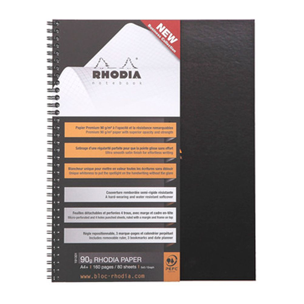 Блокнот "Rhodia", А4+, 80 листов, линейка, черный - 2