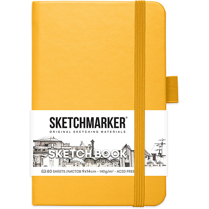 Скетчбук "Sketchmarker", 9x14 см, 140 г/м2, 80 листов, желтый