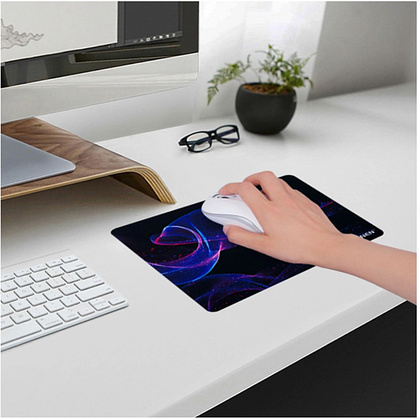 Коврик для мыши "Neon Wave", 250х200х2 мм, ткань, черный - 4