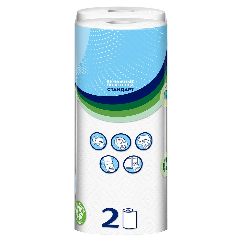 Полотенца бумажные Zemma Стандарт, 2 рулона, 2 слоя, белый - 3