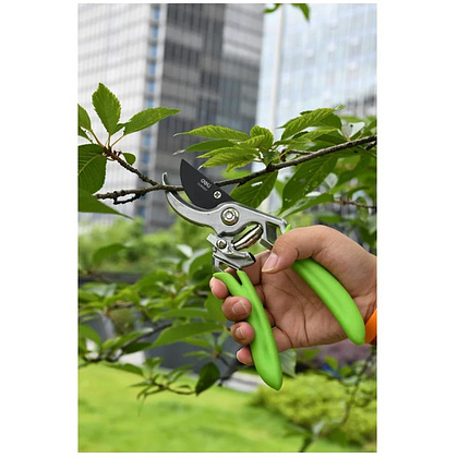 Секатор садовый цельнокованный Deli GS EDL580207, пружина, тефлон, 215 мм., черный, зеленый - 12