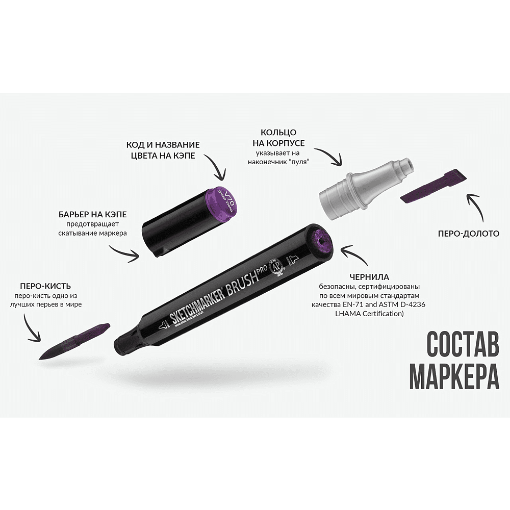 Маркер перманентный двусторонний "Sketchmarker Brush", R91 румяна - 7
