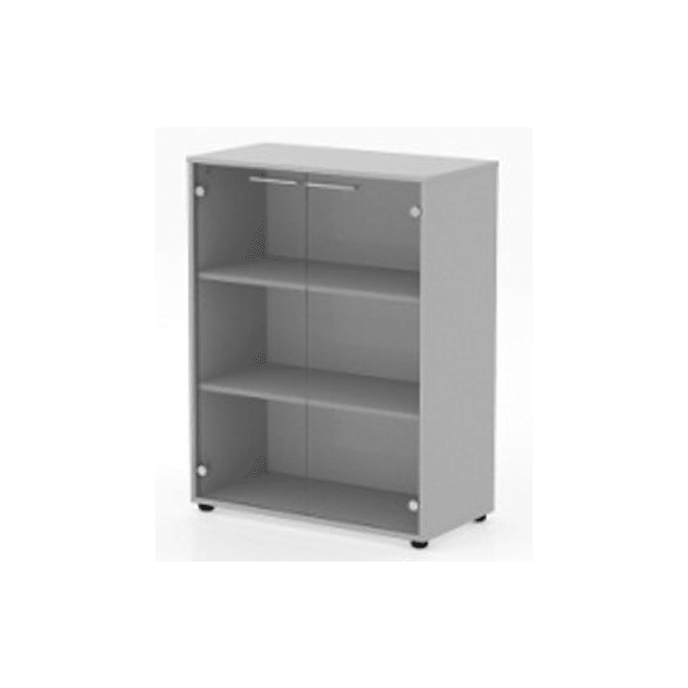 Коллекция Титан Шкаф средний ТН430/2+ТНС32_гр+ТНТ80/2, 800х400х1103, со стеклянными средними дверями (графит) и топом