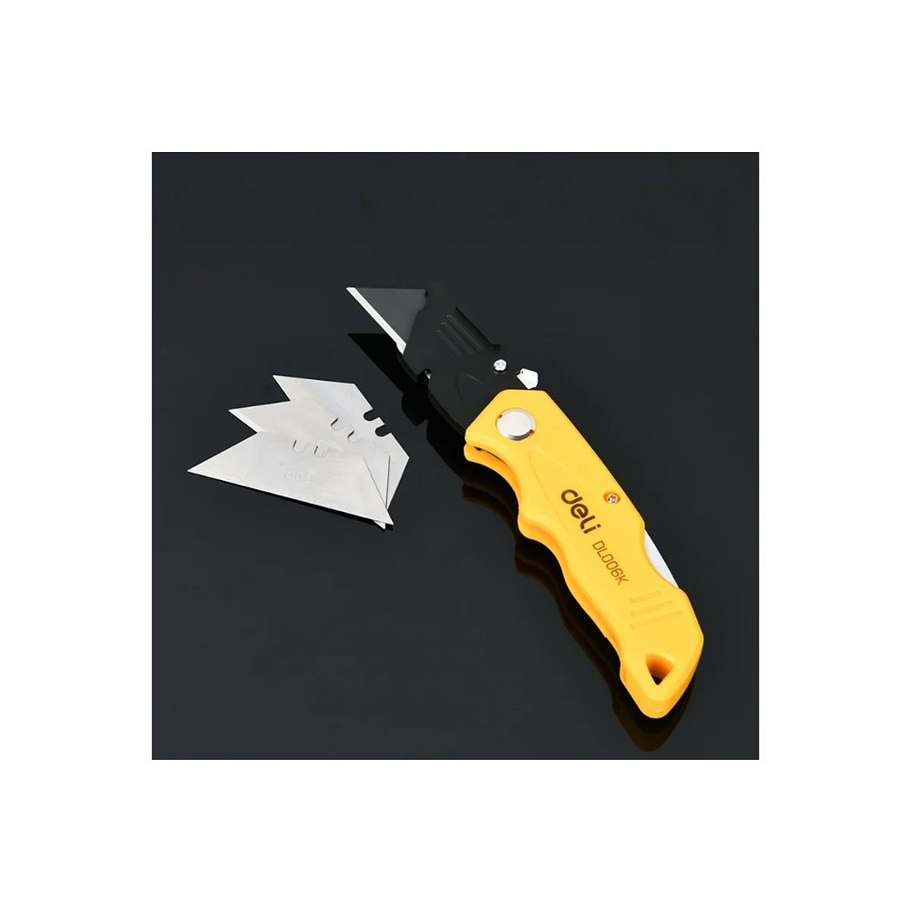 Нож строительный складной Deli YS EDL006K, 19 мм, трапеция - 3