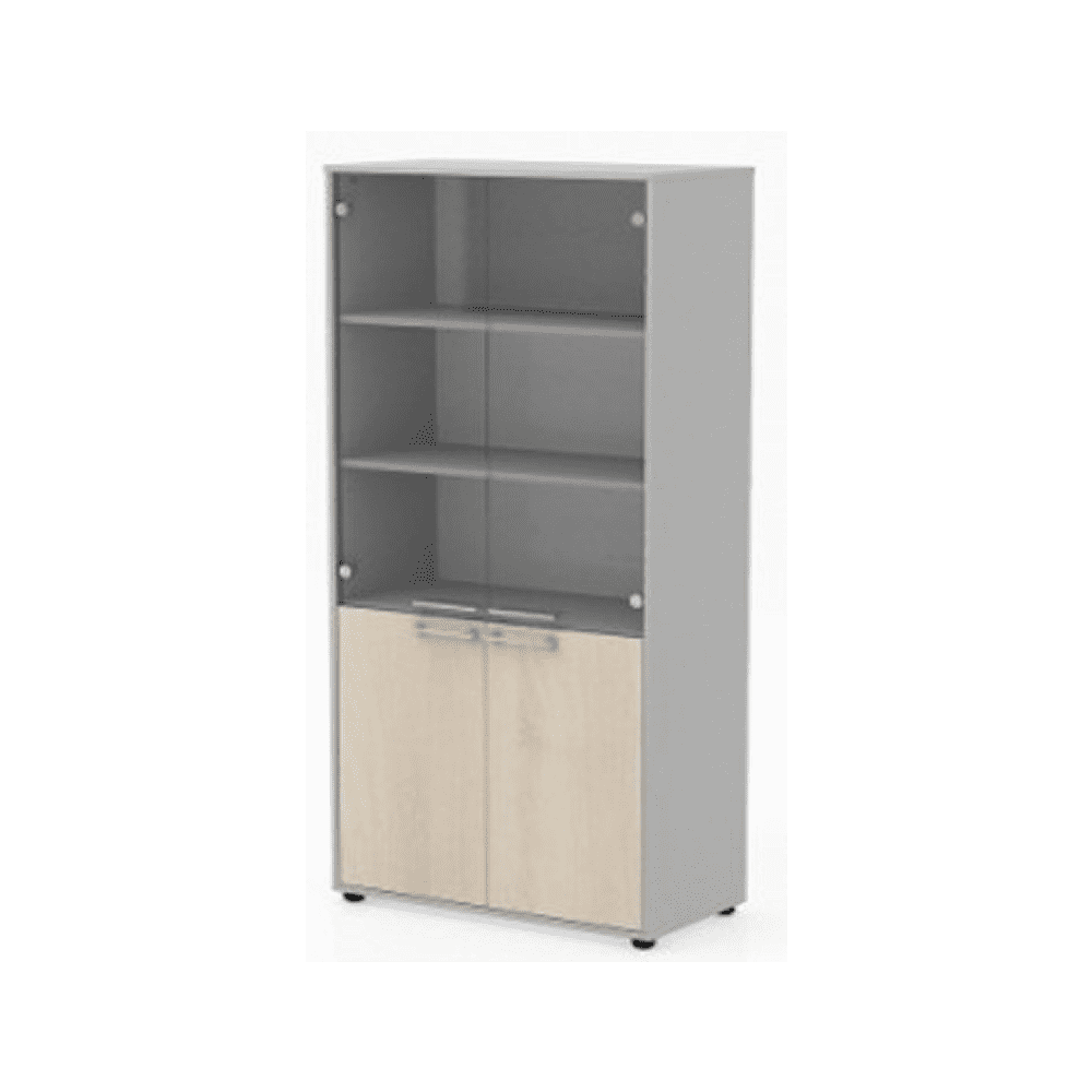 Коллекция Титан Шкаф ТН450/2+ТНД22+ТНС32_гр+ТНТ80/2, 800х400х1825, с комбинироваными дверями (графит) и топом