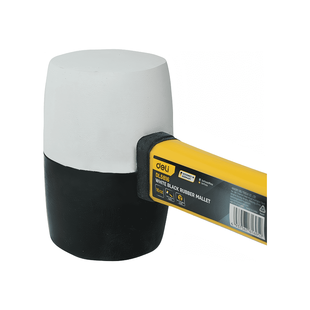 Киянка резиновая Deli YS EDL5816, 0.450 кг, фибергласовая рукоятка, черно-белая - 3