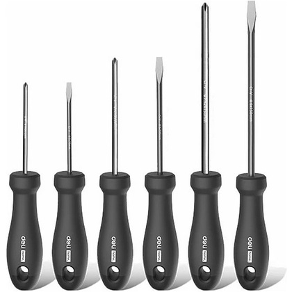 Набор отверток Deli HS EHT1006, 6 шт, Soft Touch, черный
