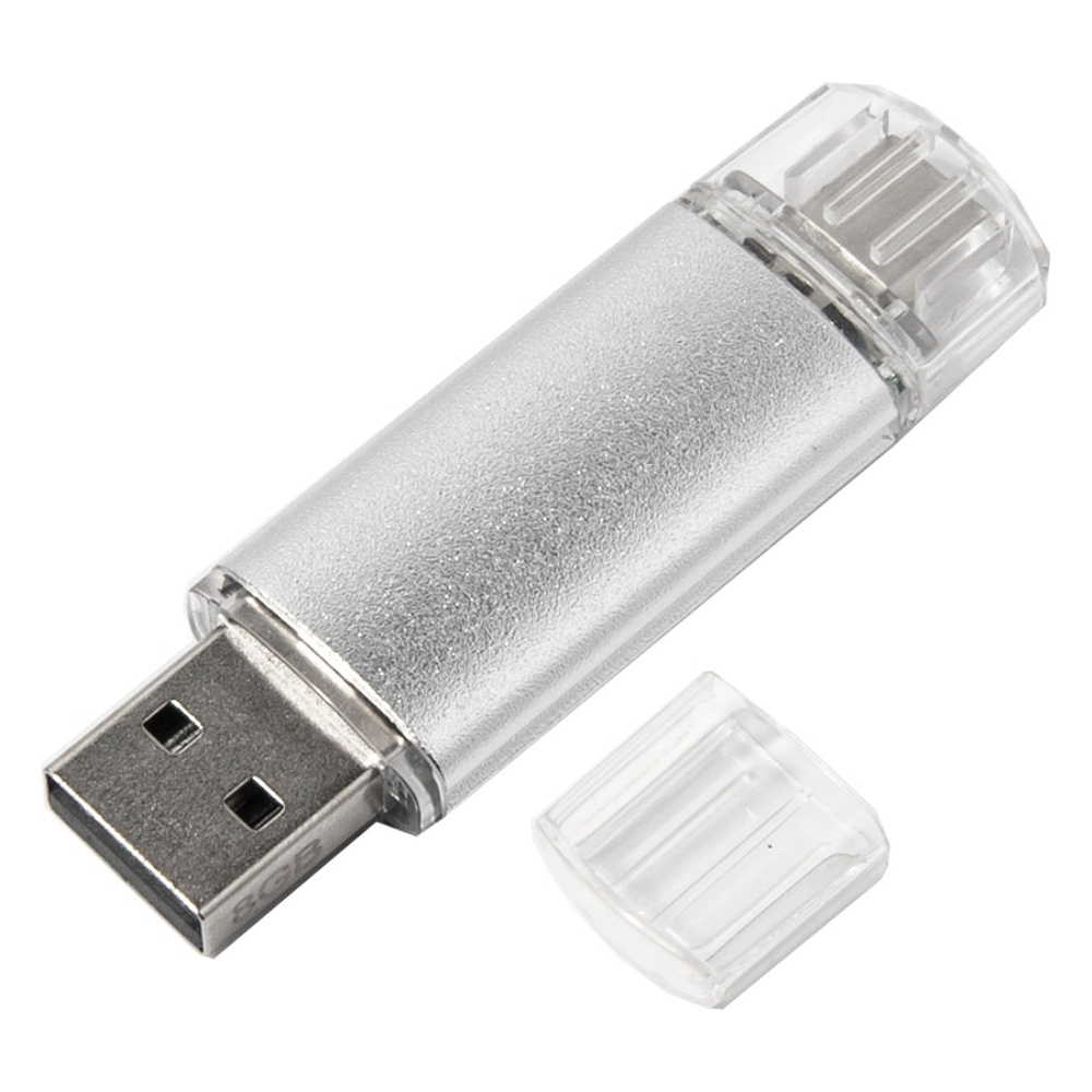 USB Flash накопитель 2.0 "Assorti", 16 Gb, OTG/Type-C, серебристый - 2