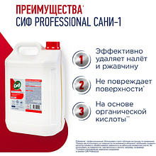 Средство чистящее для удаления известкового налета и ржавчины "Сиф Professional САНИ-1", 5 л, концентрат, кислотное