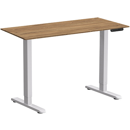 Стол с электроприводом WellDesk Prime 1300x675х18 белый/дуб канзас коричневый (9191462+9072451)