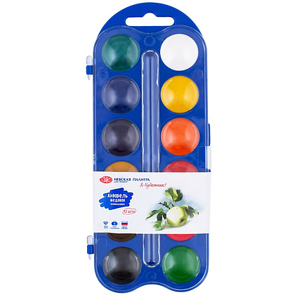 Краски акварельные "Я - Художник!", 12 цветов, пластик, синий