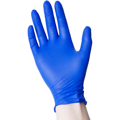 Перчатки нитриловые неопудренные одноразовые "Zaubex", р-р L, 200 шт/упак, голубой - 3