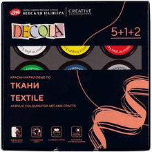 Краска акриловая по ткани "Декола", набор 5 цветов