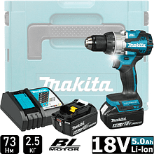 Дрель-шуруповерт аккумуляторная MAKITA DDF489RTJ, 18 В, 73 Нм, 5.0Ачx2, MakPac 2