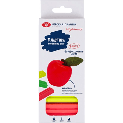 Пластика для моделирования "Я-Художник!", 6 шт., флуоресцентные цвета