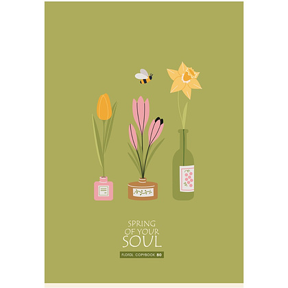 Тетрадь "Весна", А4, 80 листов, клетка, ассорти - 3