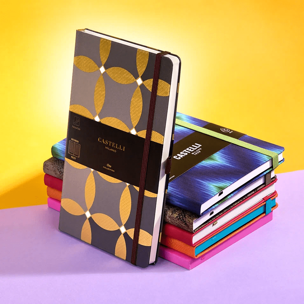 Блокнот Castelli Milano "Oro Circles", А5, 120 листов, линейка, серый, золотистый - 6