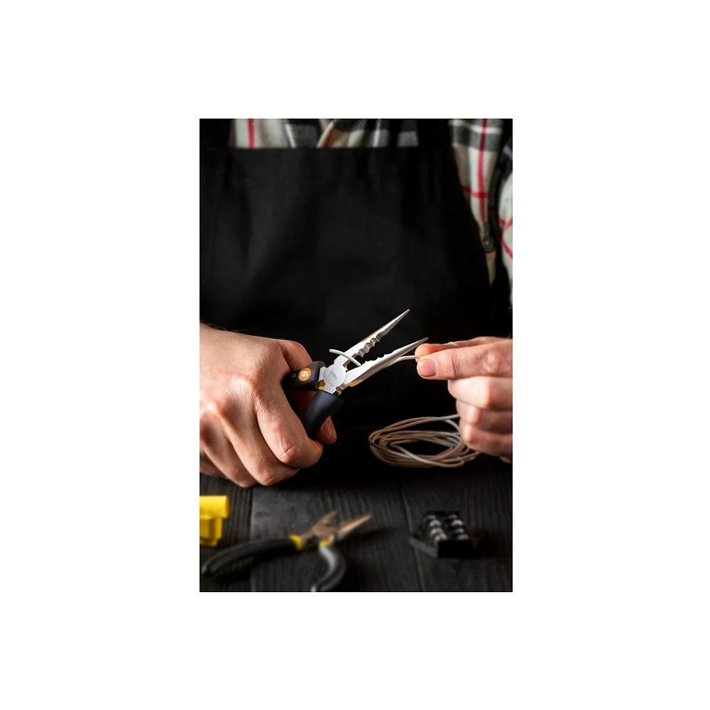 Длинногубцы Deli HS HT2106C, 160 мм, Soft Touch, оранжевый - 3
