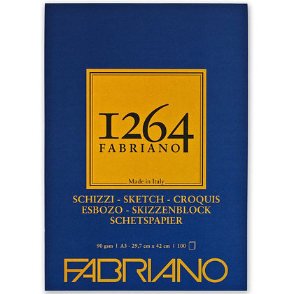 Блок-склейка бумаги для скетчинга "Fabriano. 1264", 29,7х42 см, 90 г/м2, 100 листов